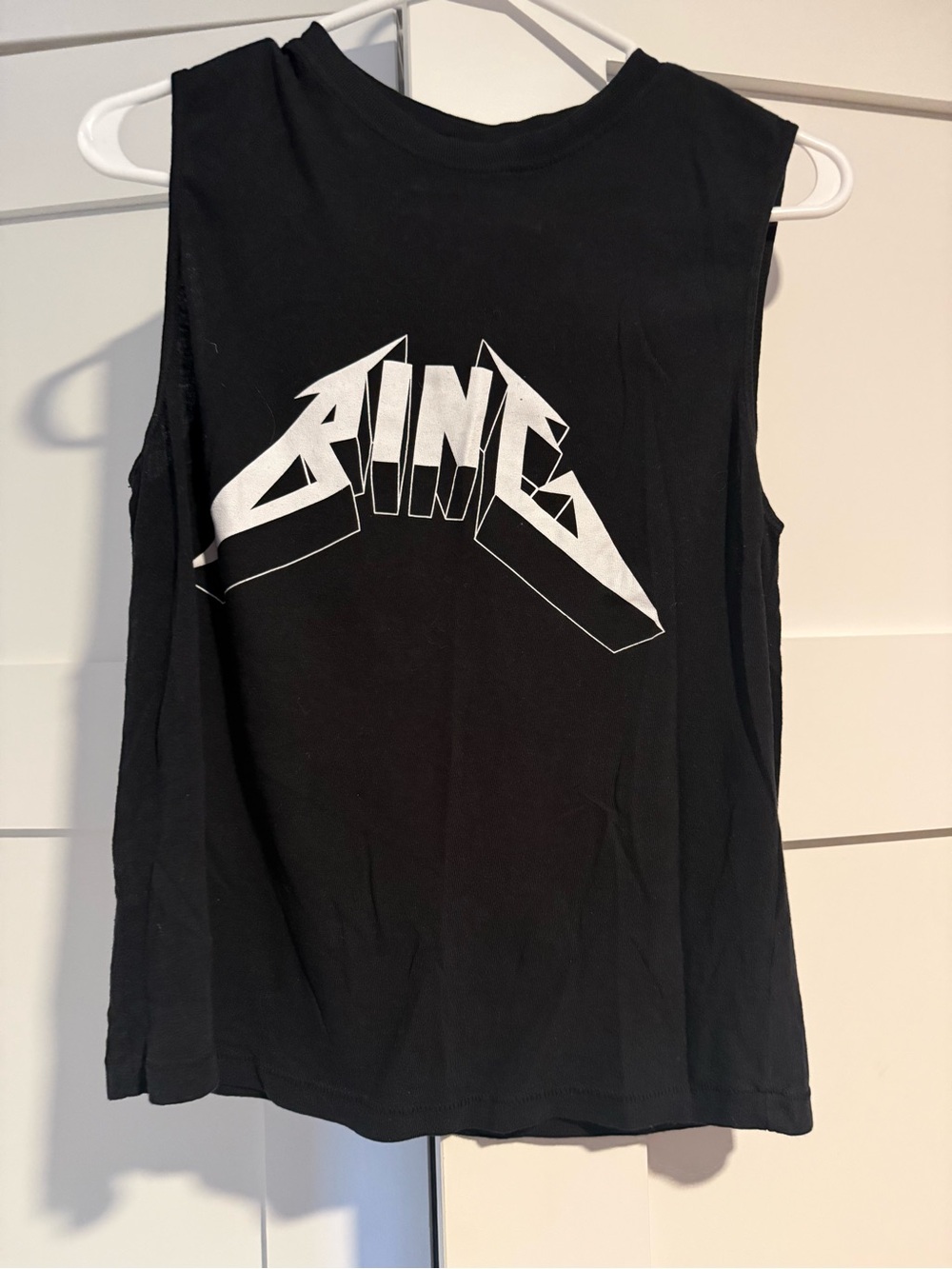 Anine Bing Black Muscle Tee with White Logo Graphic